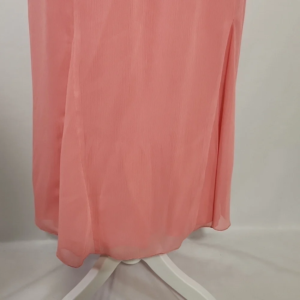 New York City Design Co SZ 5X Pink Lined Pleat Elastic Waist Chiffon Flowy Skirt